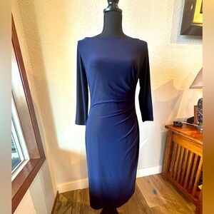 Ralph Lauren Midnight Blue Long gathered waist, long Sleeve Dress
